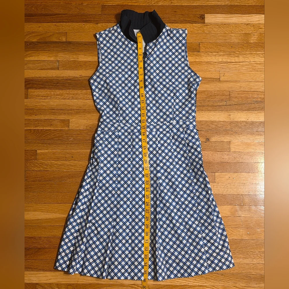 Tory Burch Blue and White Sleeveless Polo Mini Dress